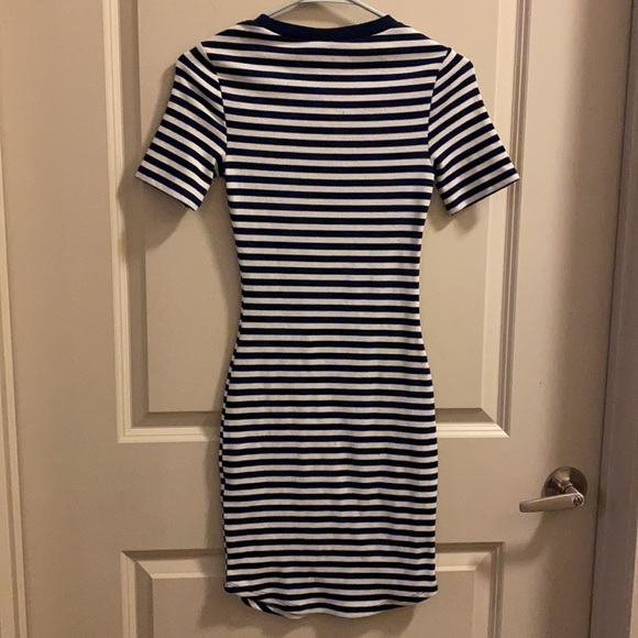 Blue and White Stripe Bodycon Dress Size 4 - Picture 2 of 3